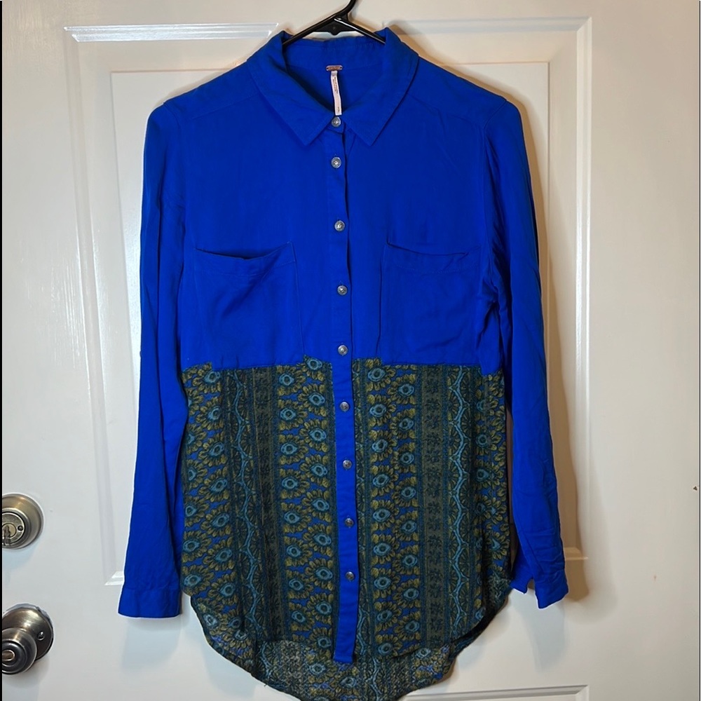 Free People hi lo button down blouse